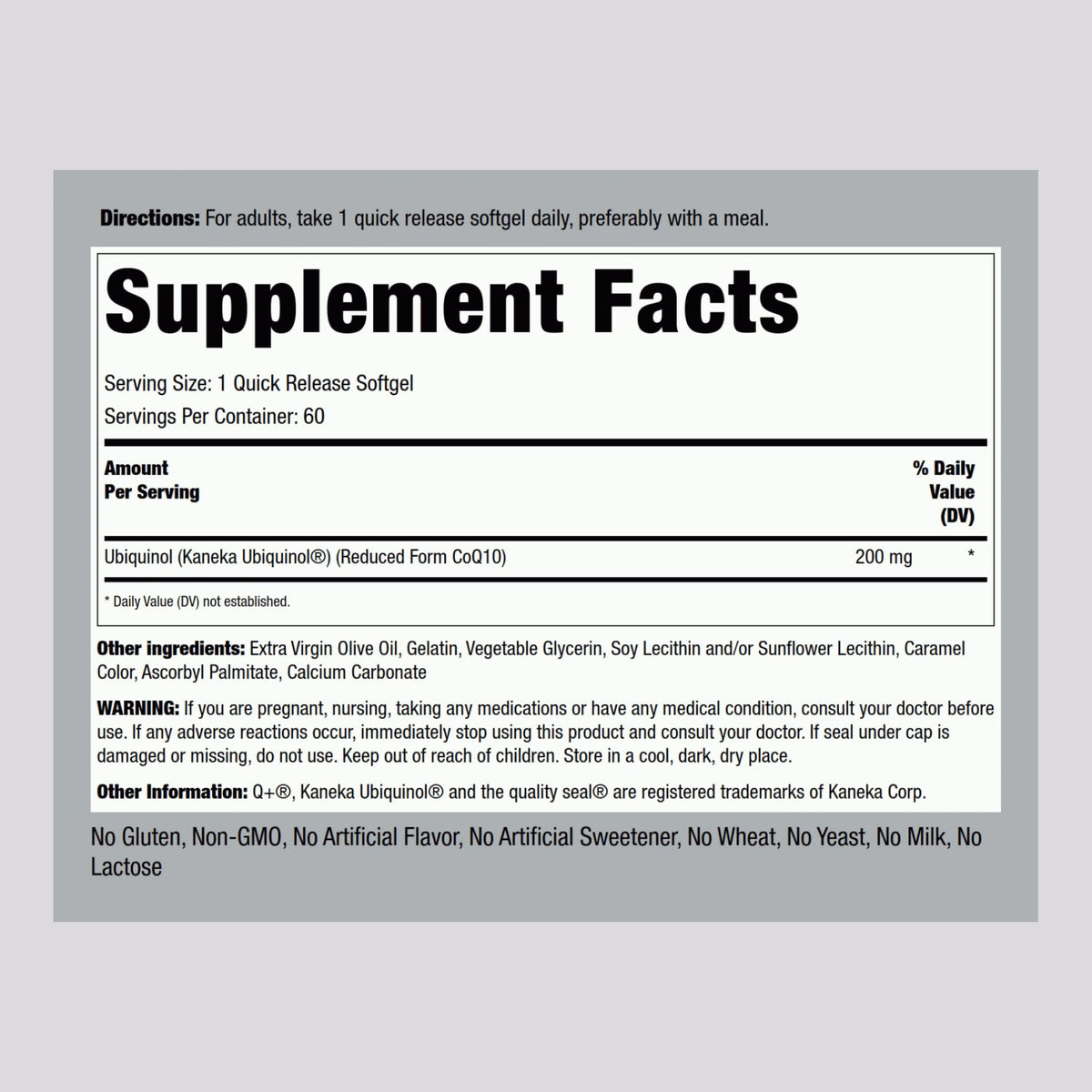 Piping Rock Ubiquinol 200mg - 60 Softgels - image 2