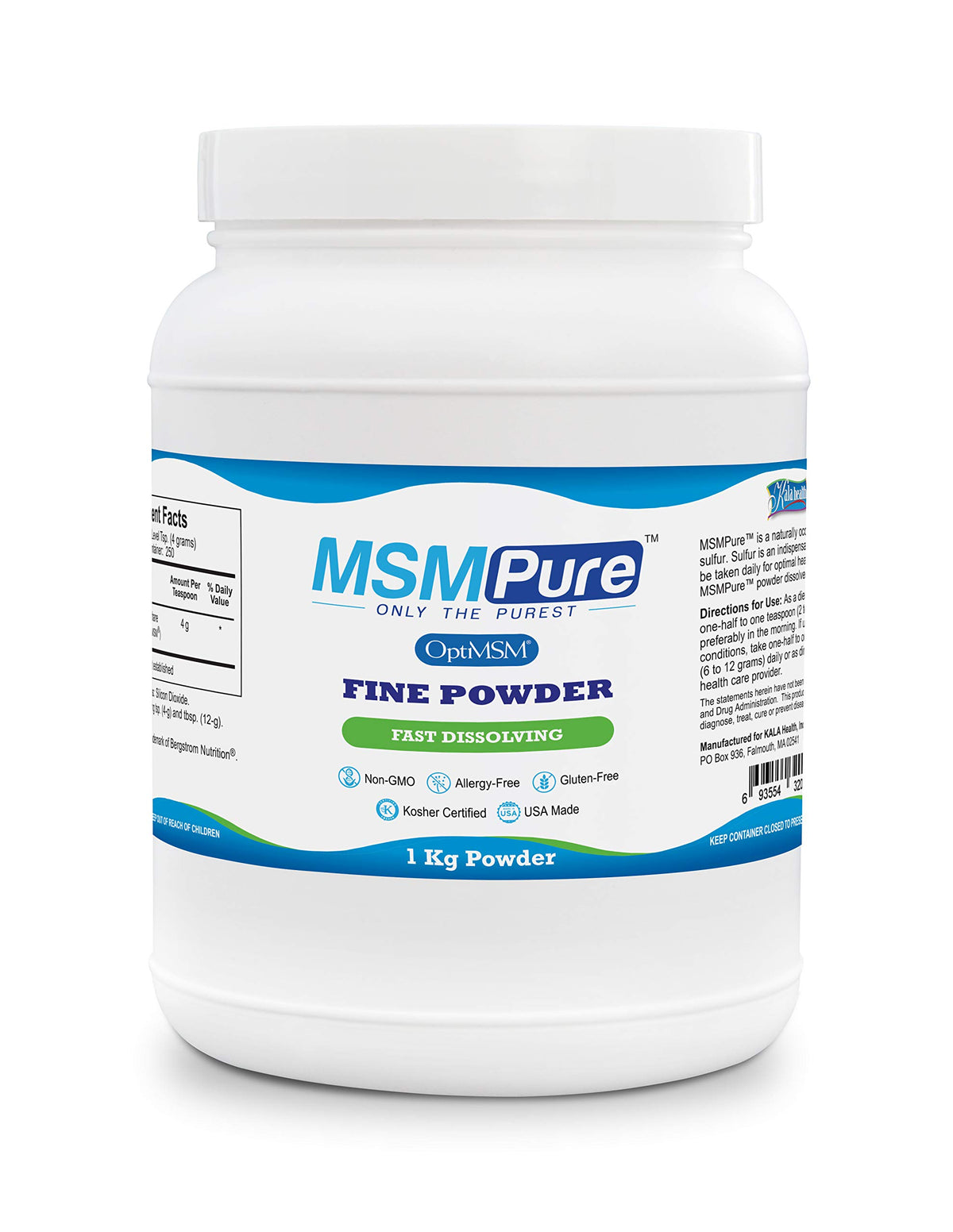 KALA HEALTH MSMPure MSM Powder Fine Crystals - 2.2 lb