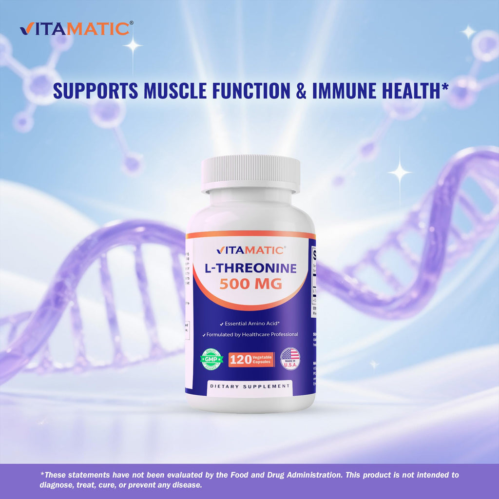 Vitamatic L-Threonine 500 mg - 120 Vegetarian Capsules - image 7