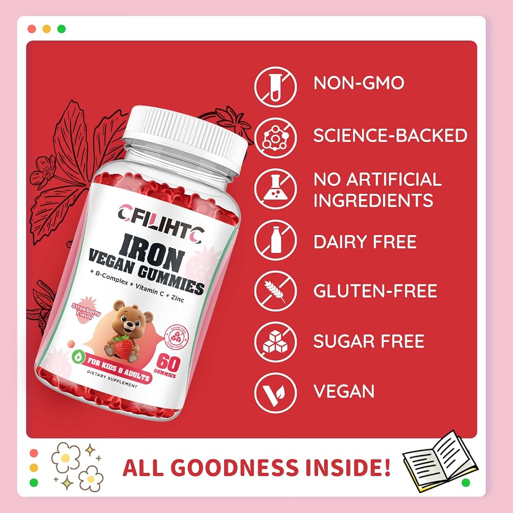 CFILIHTC Iron Gummies with B Complex & Vitamin C - 60 Gummies - image 6