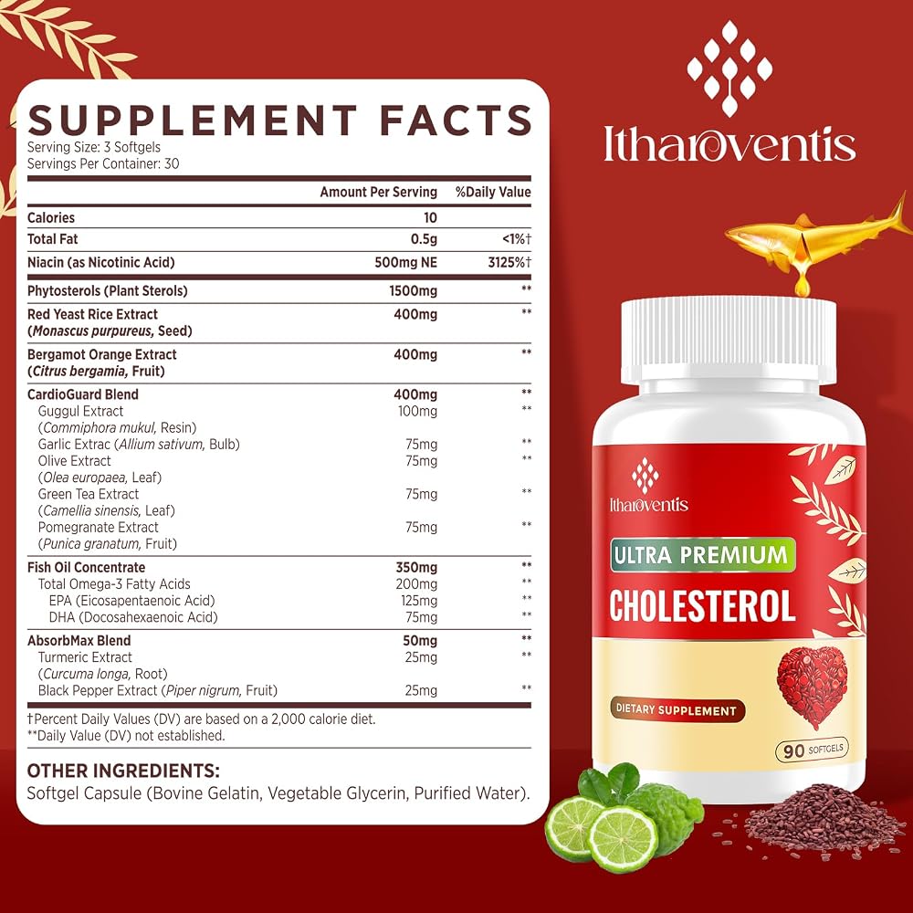 Itharoventis Cholesterol Lowering Supplements Red Yeast Rice - 90 Softgels - image 6