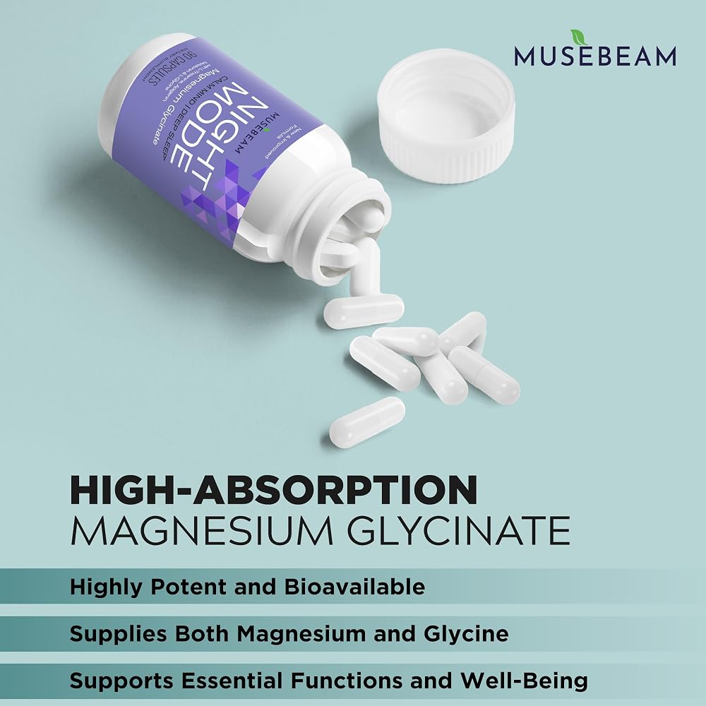 MuseBeam Magnesium Glycinate with Melatonin & L-Theanine, 90 Capsules
