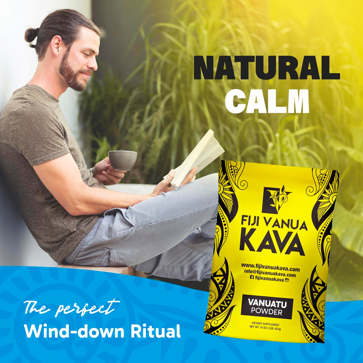 Fiji Vanua Kava Vanuatu Root Powder Medium Grind - 16oz - image 5