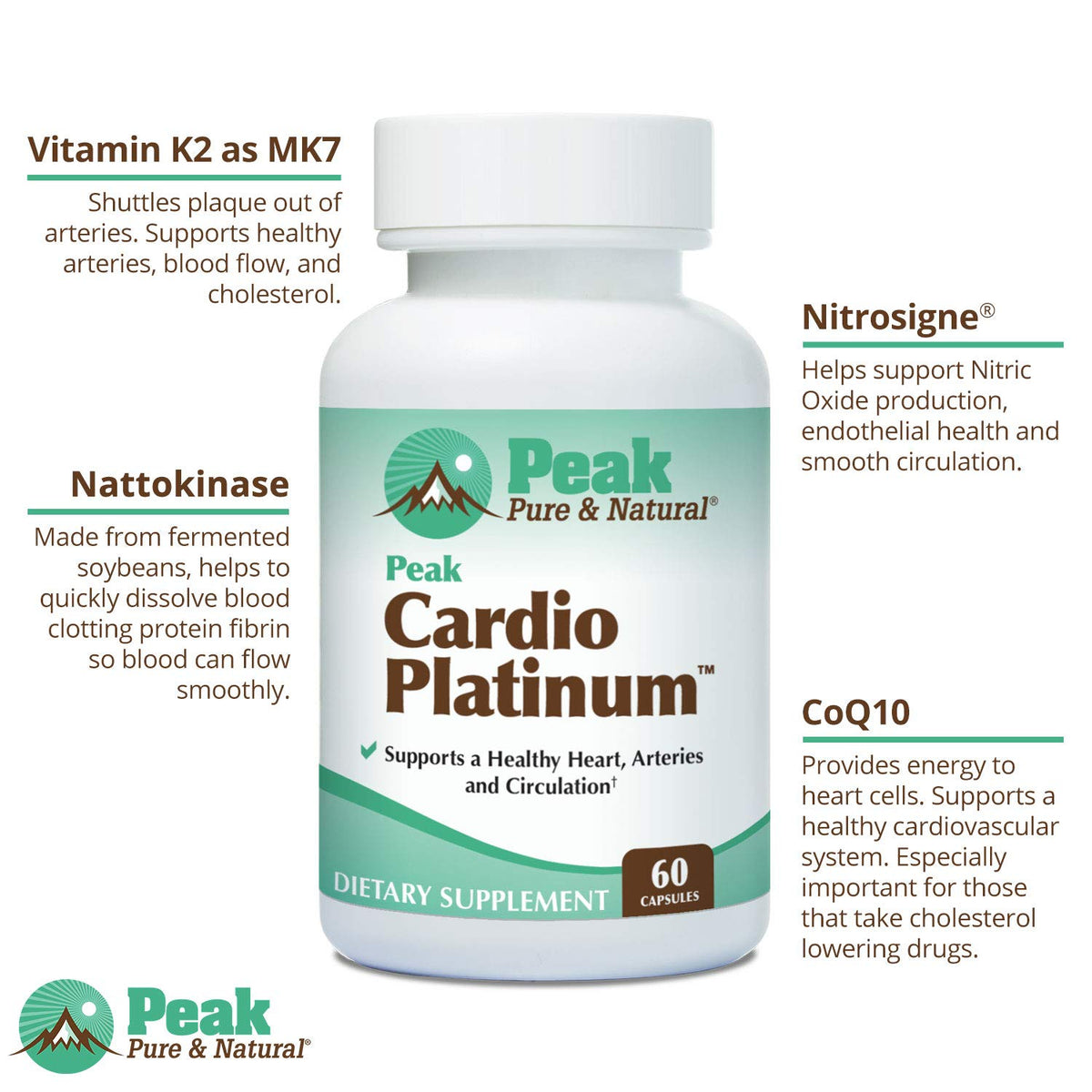 Peak Pure & Natural Cardio Platinum Heart Support - 30 Servings - image 3