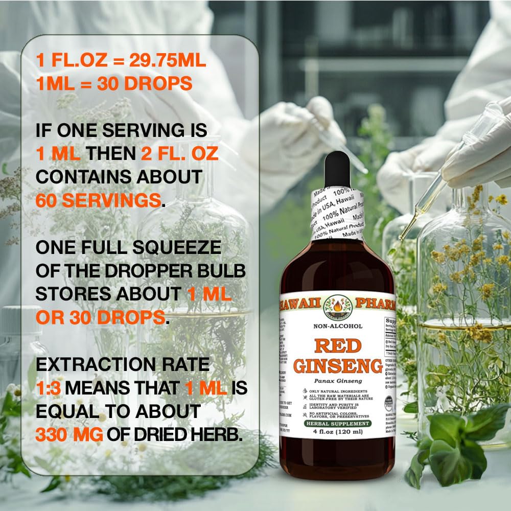 Hawaii Pharm Ginseng (Panax Ginseng) Root Alcohol-Free Extract