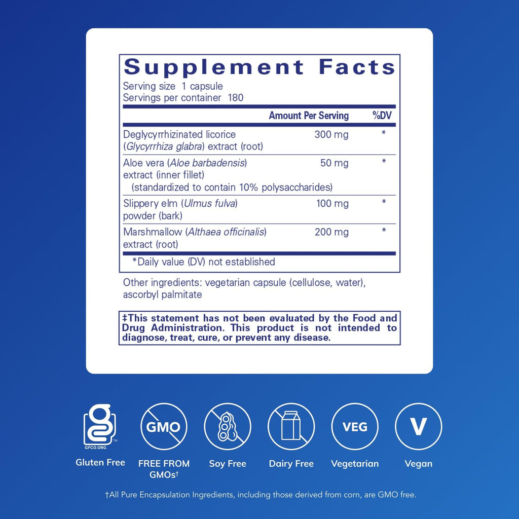 Pure Encapsulations DGL Plus Gut Health Support - 180 Capsules - image 2