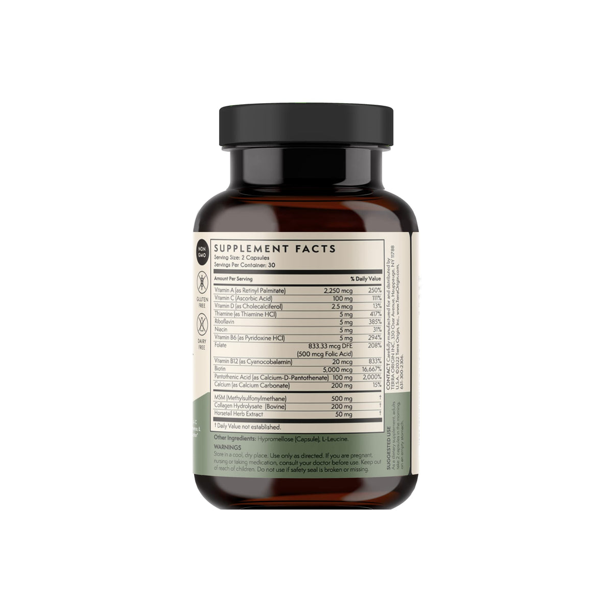 TERRA ORIGIN Hair, Skin & Nails Supplement - 60 Capsules - image 6