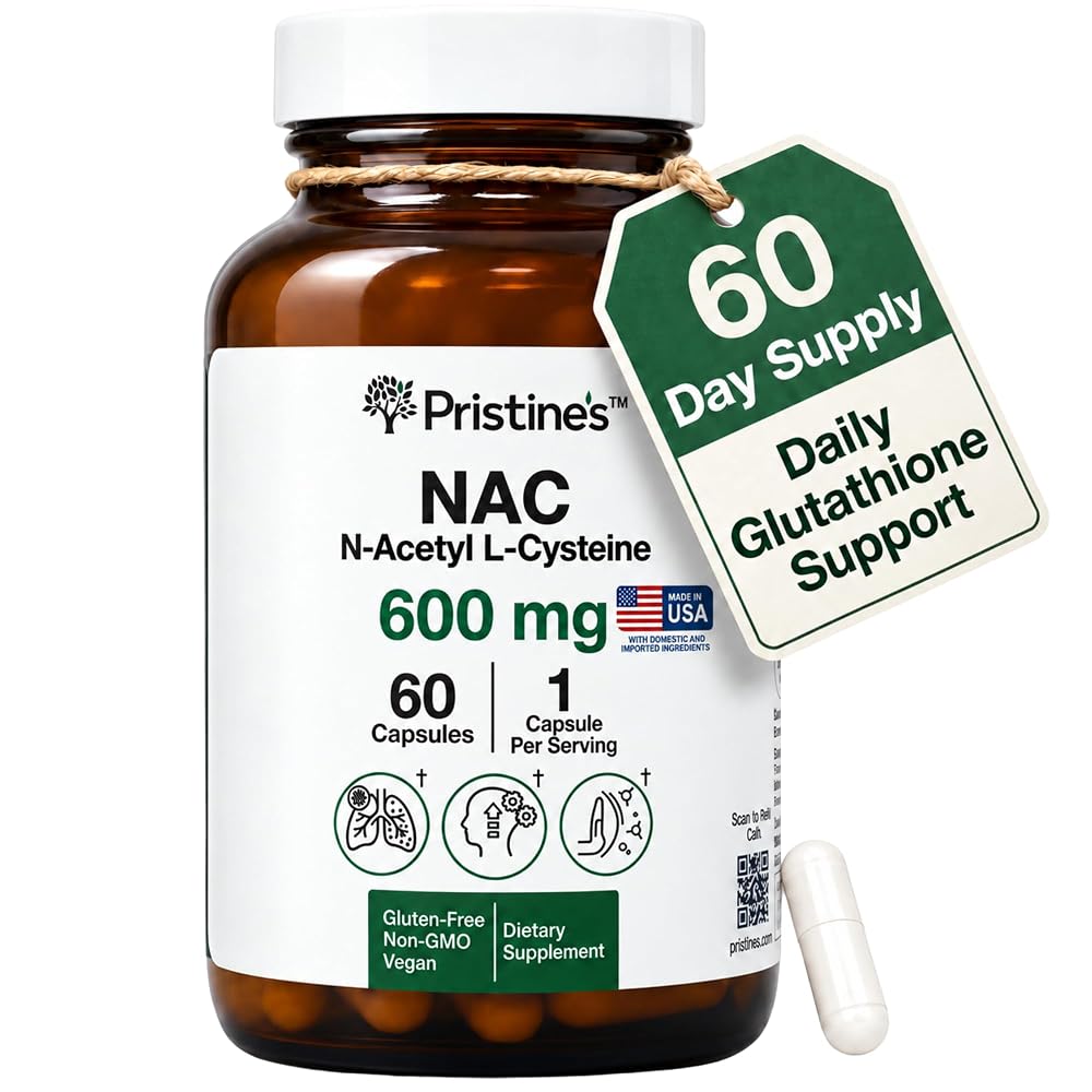 PRISTINE'S NAC 600 mg N-Acetyl Cysteine - 60 Capsules