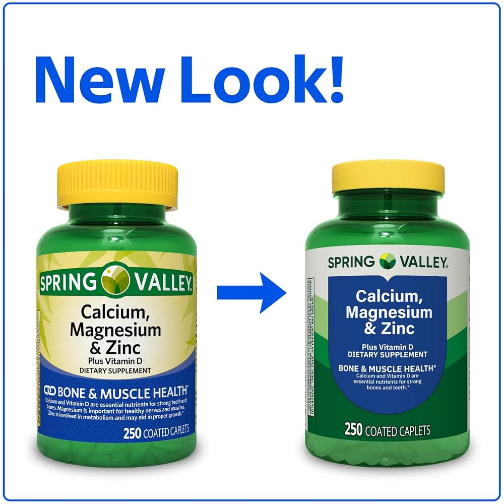 Spring Valley Calcium, Magnesium & Zinc Plus Vitamin D3 - 250 Caplets - image 2