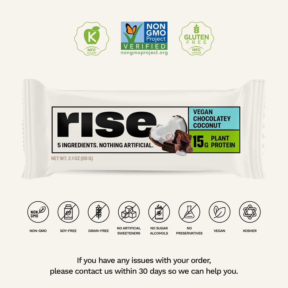 Rise Pea Protein Bar Chocolatey Coconut - 12 Count - image 3