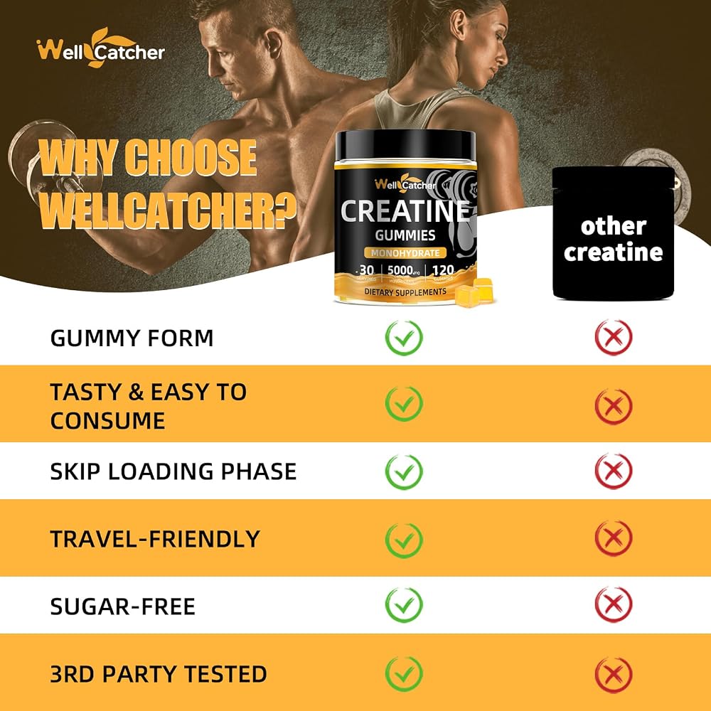 Wellcatcher Creatine Monohydrate Gummies 5000mg - 120 Count - image 5