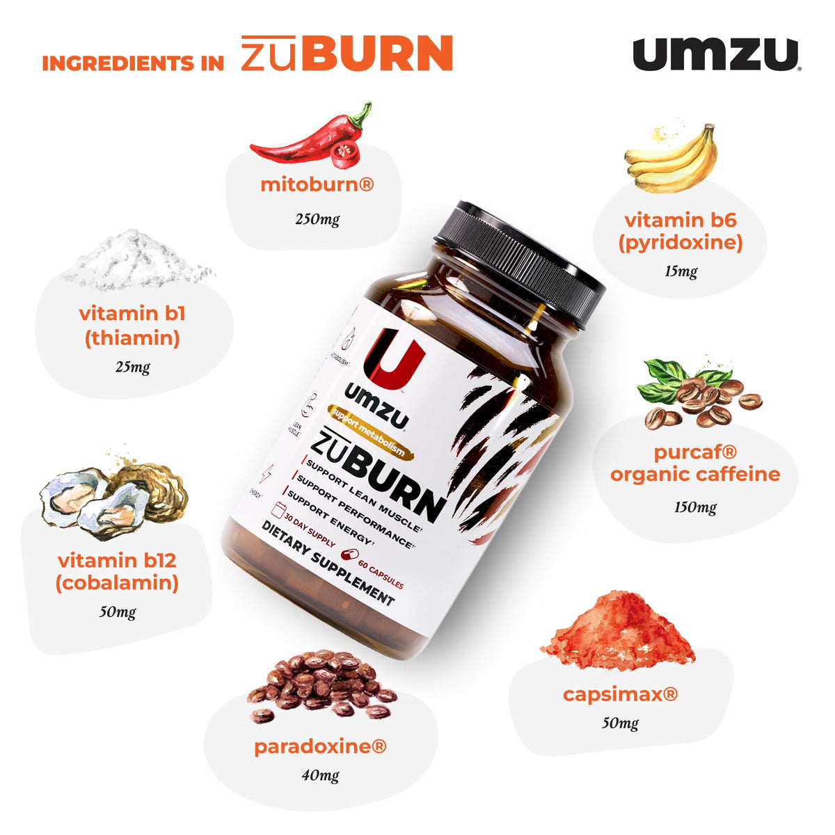 UMZU ZuBurn Energy Support Supplement - 60 Capsules - image 3