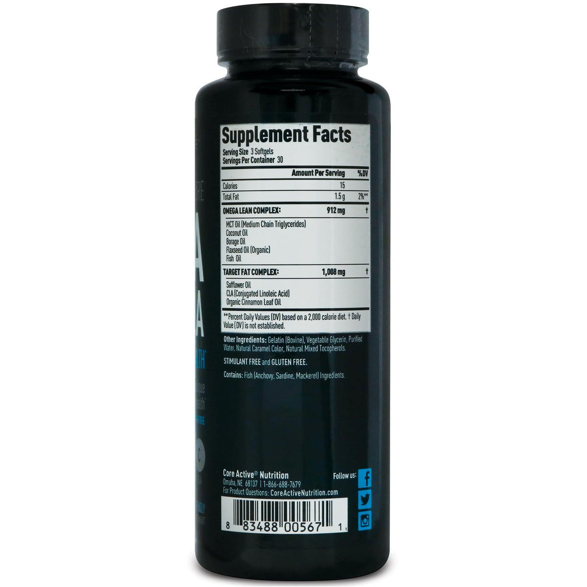 (CORE)ACTIVE Lean Omega MCT + CLA Stimulant-Free - 90 Softgels - image 2