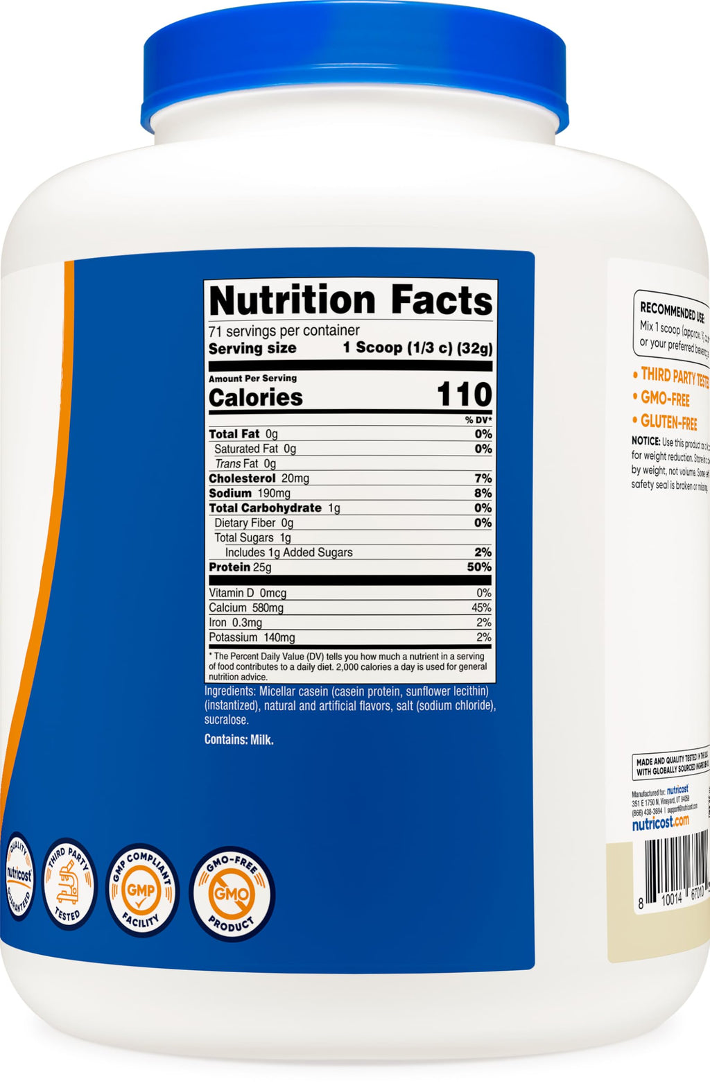 Nutricost Casein Protein Powder - 100% Micellar Casein