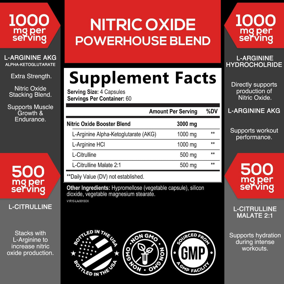 SILVERONYX Nitric Oxide Supplement 3000mg Blend - 240 Capsules - image 2