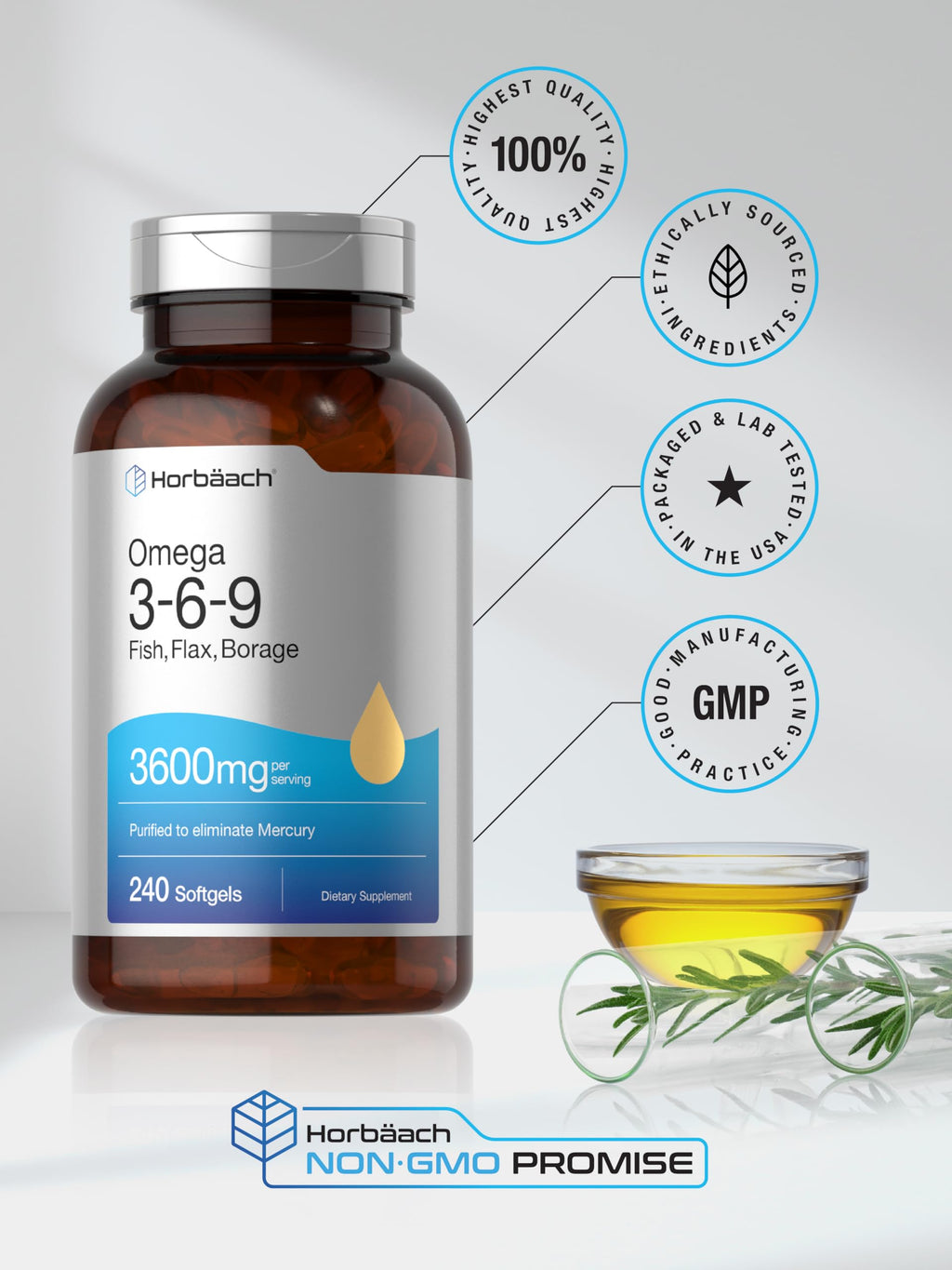 Horbäach Triple Omega 3-6-9 - 240 Softgels - image 6