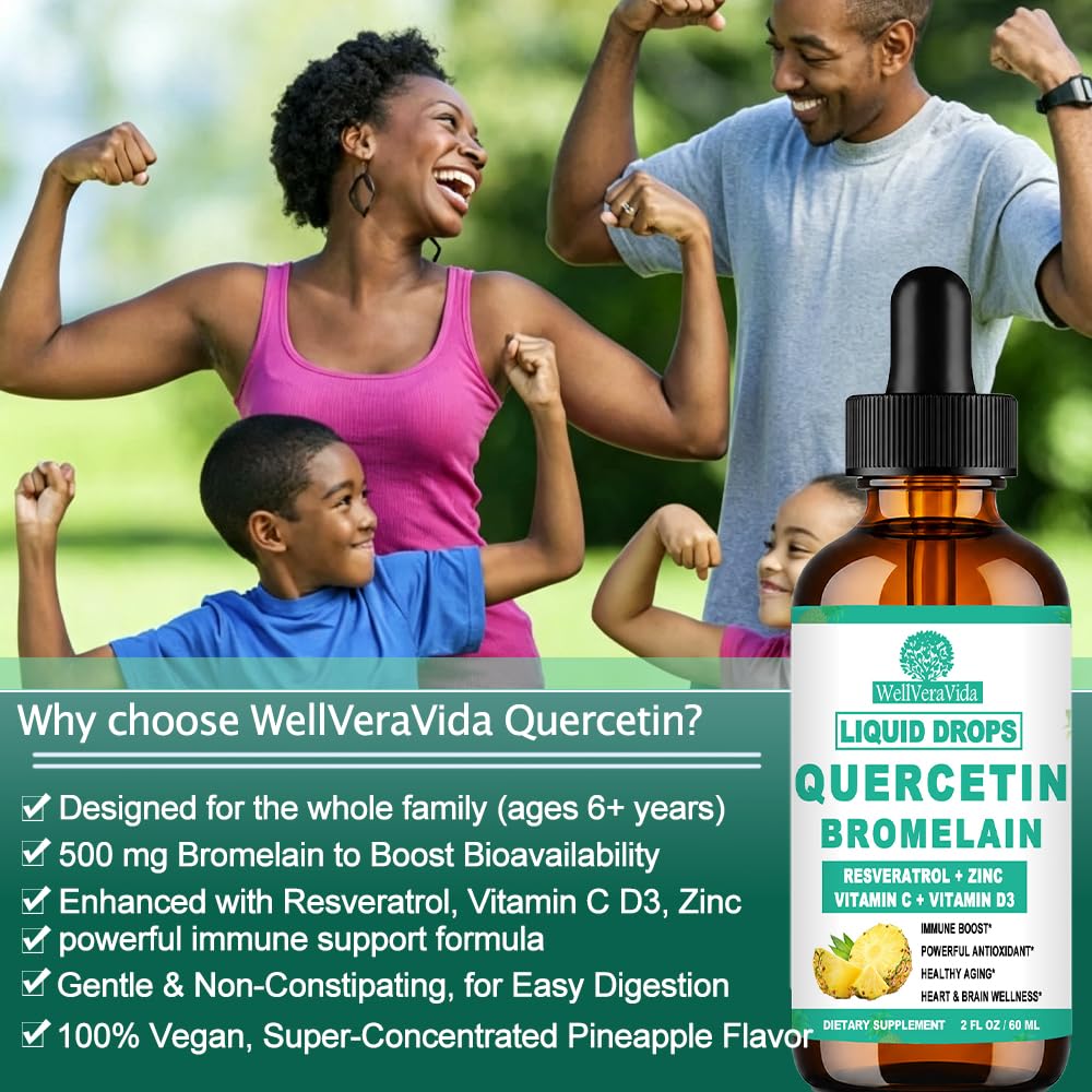 WellVeraVida Quercetin with Bromelain Liquid Drops