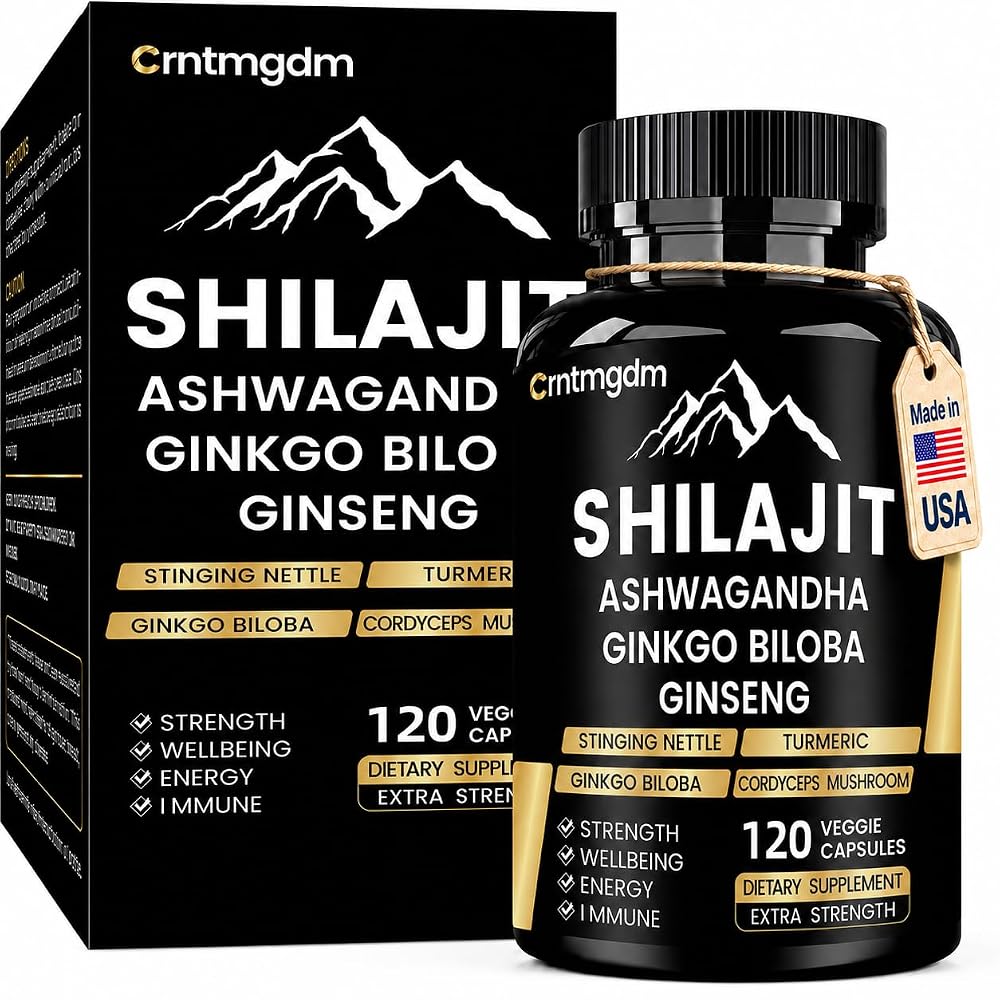 Juebingy Shilajit Capsules with Ashwagandha - 120 Capsules