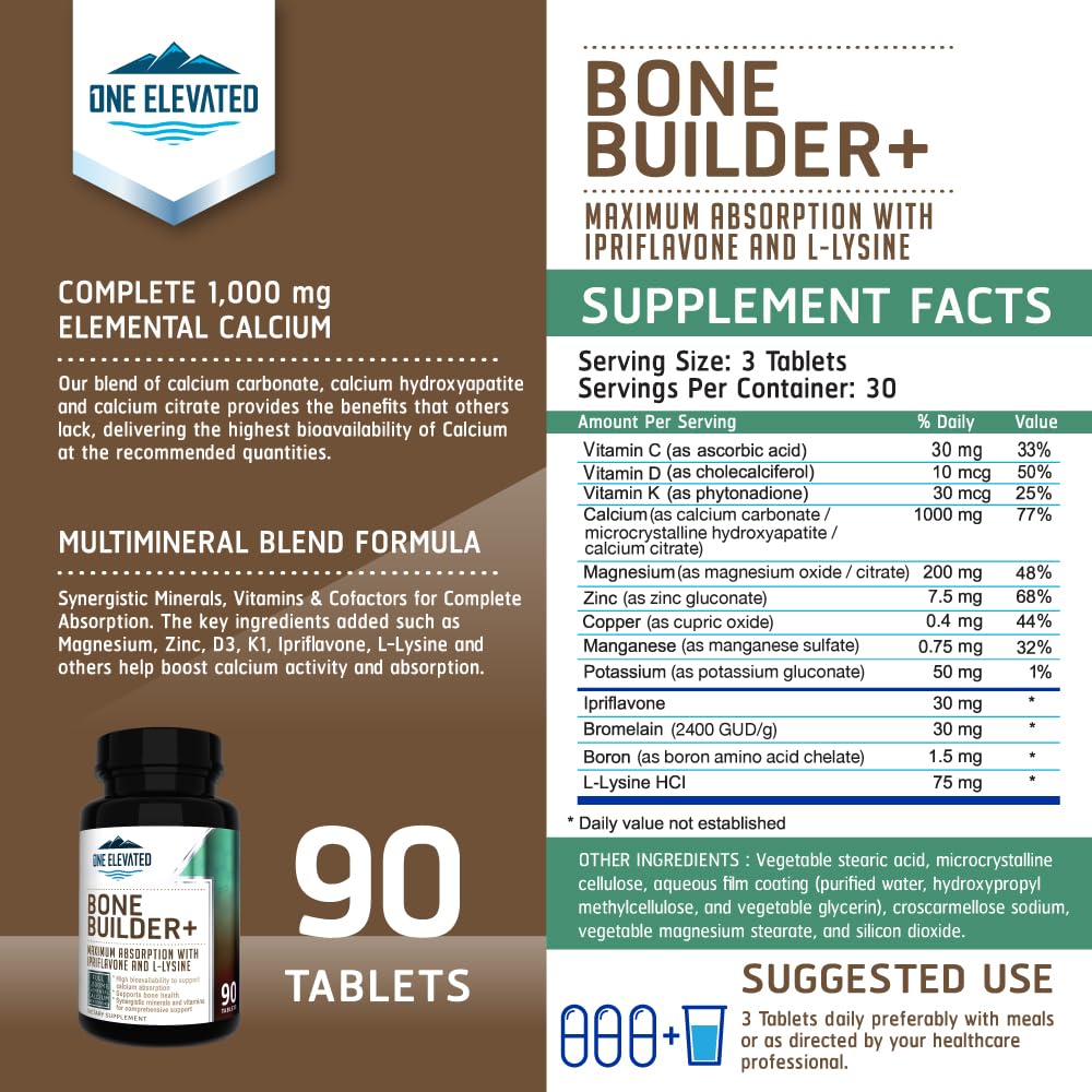 One Elevated Comprehensive Bone Builder Calcium Supplement - 90 Tablets - image 2