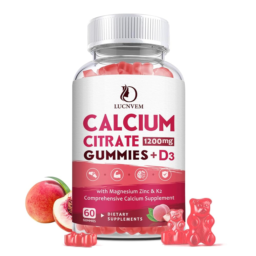 LUCNVEM Calcium Citrate 1200mg with Vitamin D3 Supplements Gummies