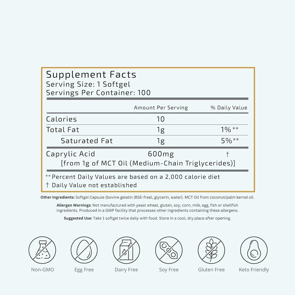 VTC C8 MCT Oil Capsules - 100 Softgels - image 2