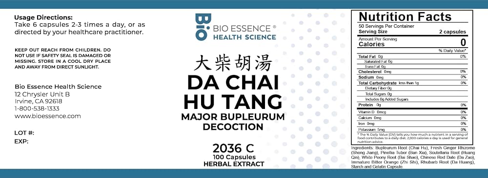 Bio Essence Health Science Da Chai Hu Tang Major Bupleurum - 100 Capsules - image 2