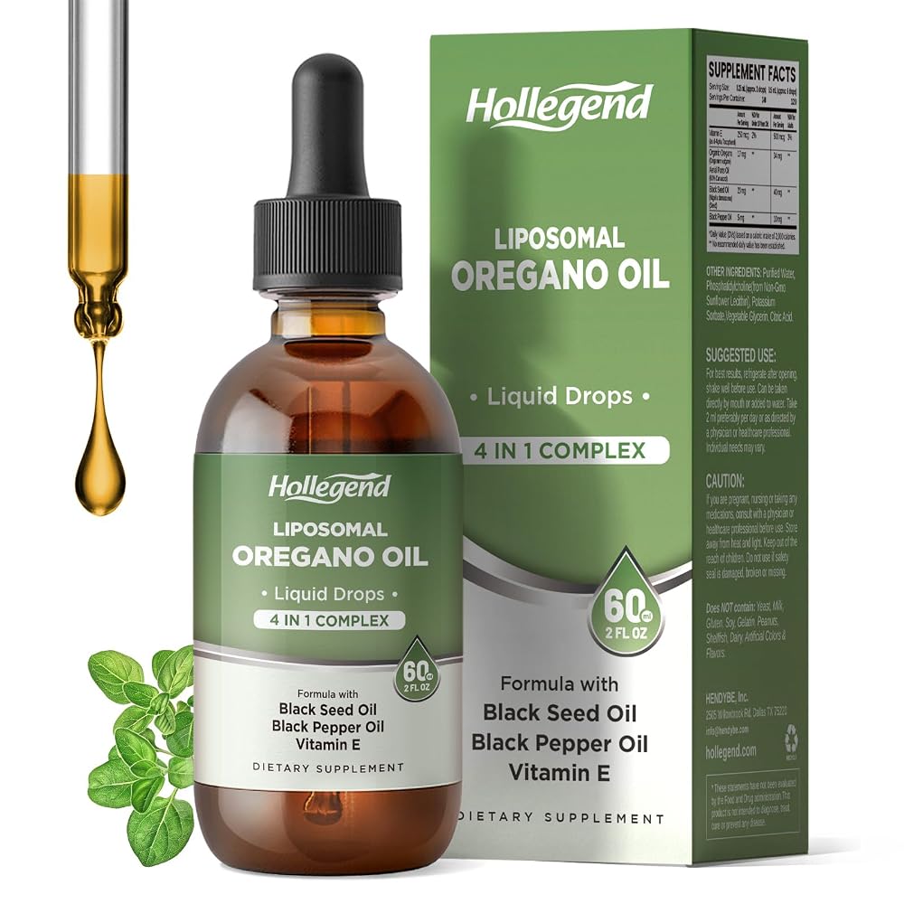 HOLLEGEND Liposomal Oregano Oil Liquid Drops Immune Support - 60ML
