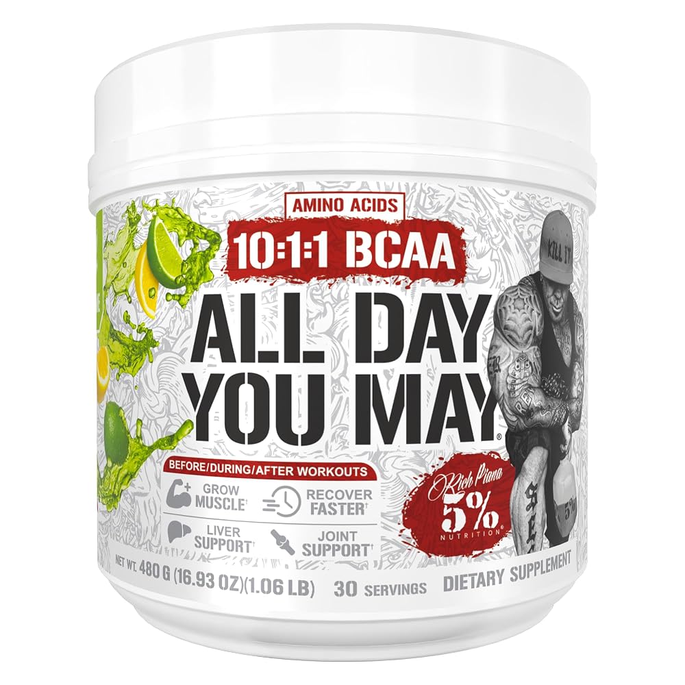 5% Nutrition AllDayYouMay 10:1:1 BCAA Powder and EAAs