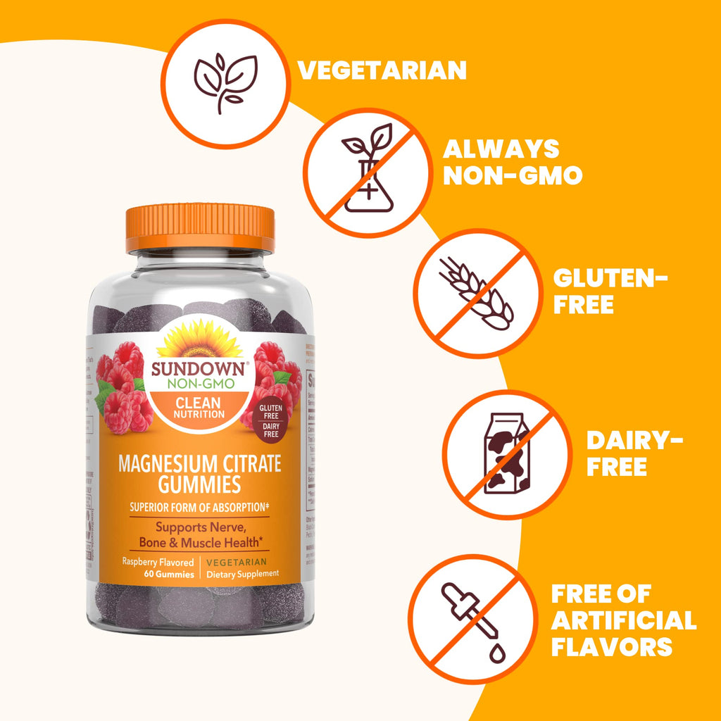 Sundown Magnesium Citrate Gummies Raspberry Flavored - 60 Count - image 4