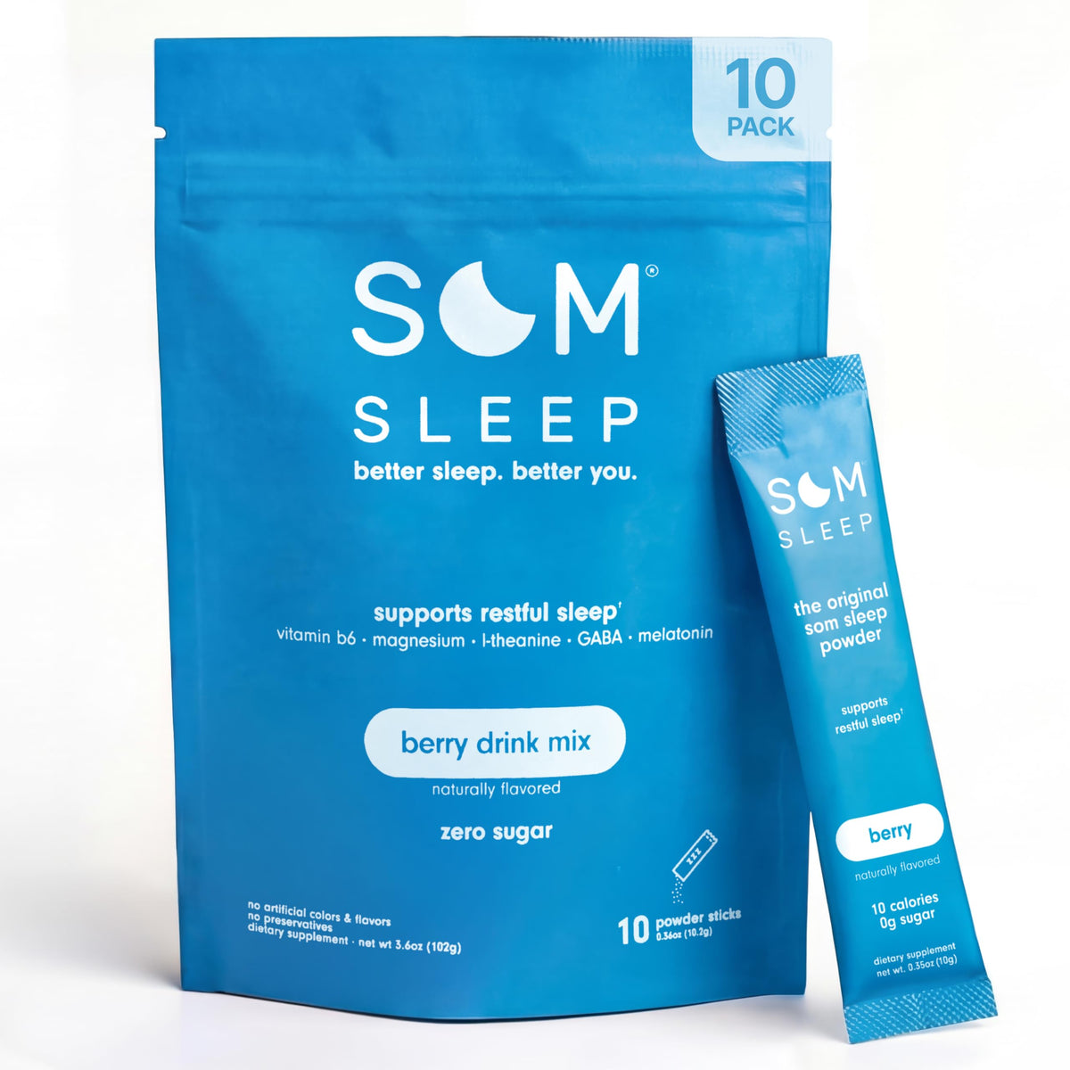 Som Sleep, Restful Calm Sleep Powder Drink Mix, 3mg Melatonin