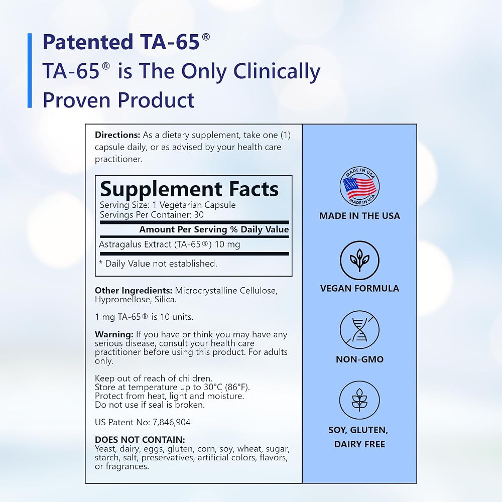 T.A. Sciences Telomerase Activation Supplement - 250 Units TA 65 MD - image 4