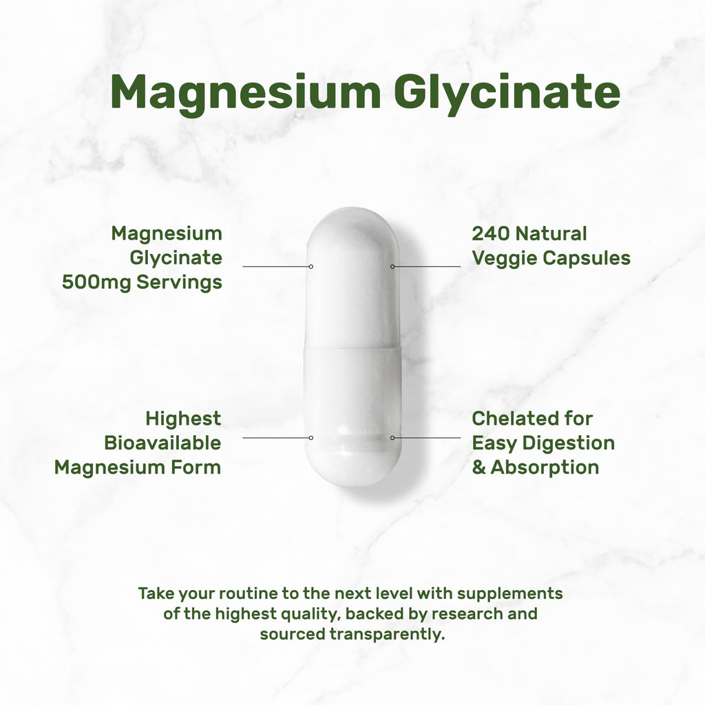 Deal Supplement Magnesium Glycinate 500mg Veggie Capsules
