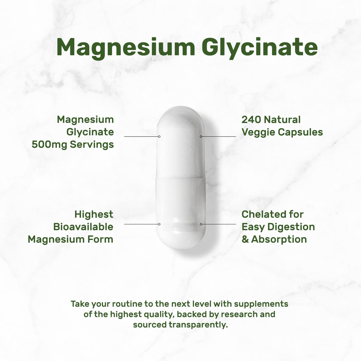 Deal Supplement Magnesium Glycinate 500mg Veggie Capsules