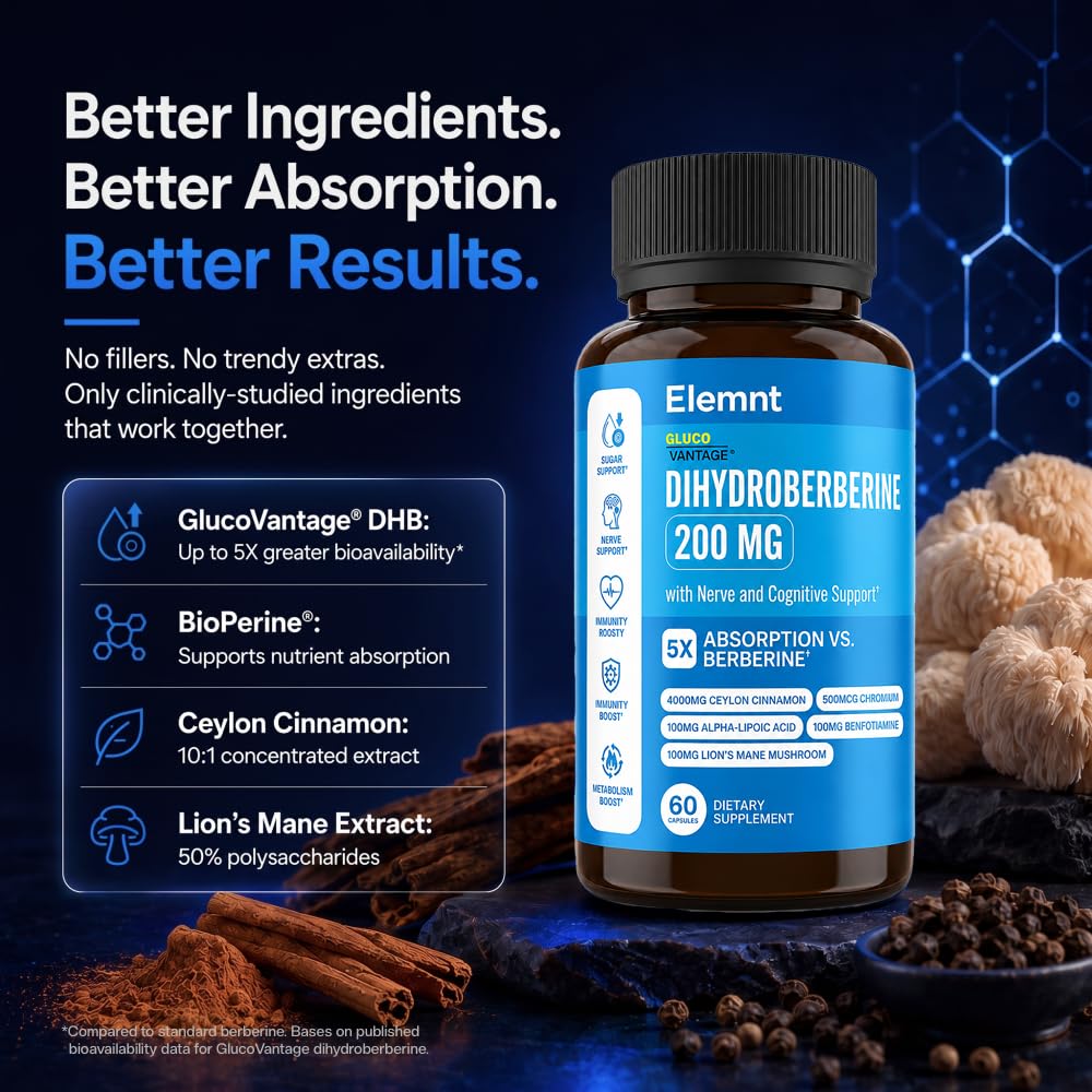 ELEMNT Dihydroberberine 200mg with GlucoVantage - 60 Capsules - image 7
