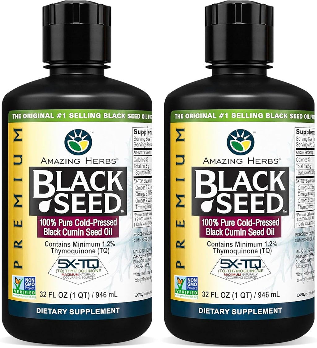 Amazing Herbs Premium Black Seed Oil - 32 Fl Oz (Pack of 2)