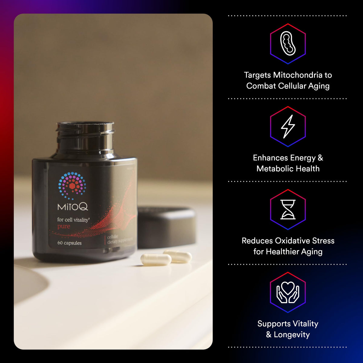 MitoQ Pure Advanced Mitochondria Supplement Superior Bioavailability