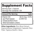 Naturelo Unflavored vitamin D3 Capsules bottle bone