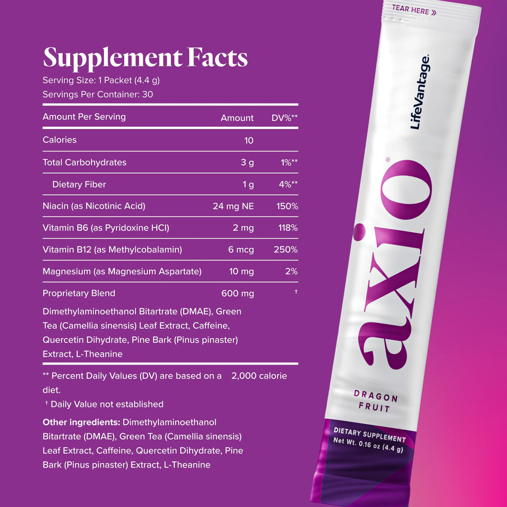 LifeVantage AXIO Nootropic Energy Drink Mix Dragon Fruit - 30 Packets - image 2