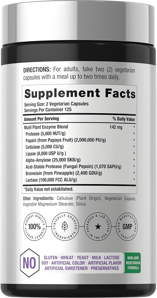Horbäach Essential Digestive Enzymes - 250 Vegetarian Capsules - image 2