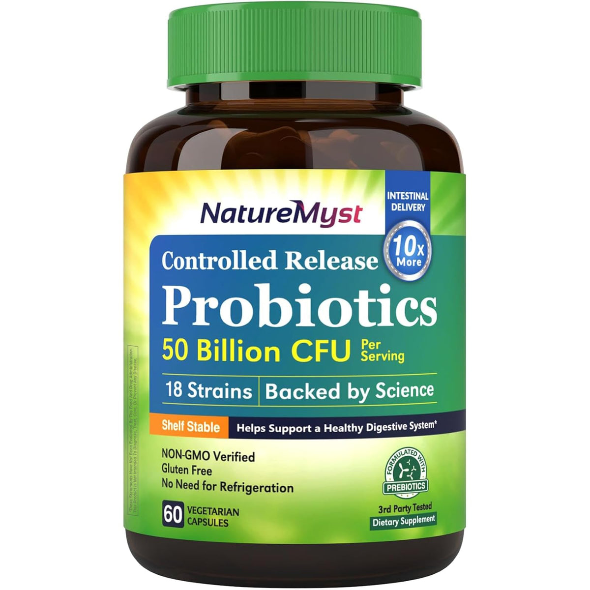 NatureMyst Probiotics 50 Billion CFU 18 Strains - 60 Veggie Capsules