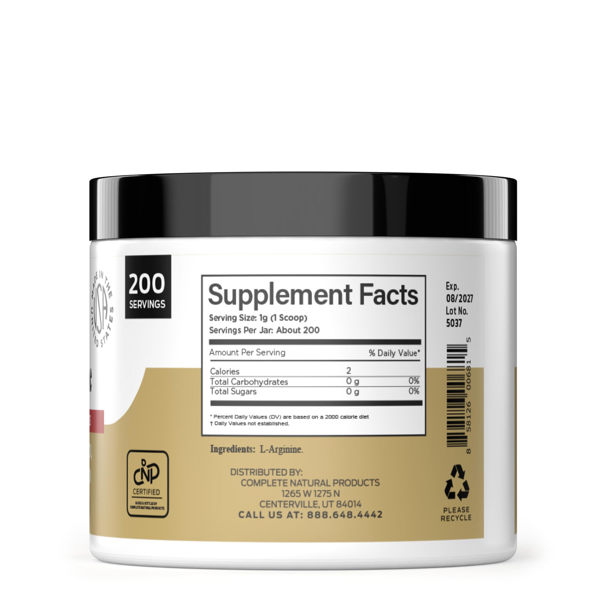 Complete Natural Products L-Arginine Powder Amino Acid - 8oz - image 2