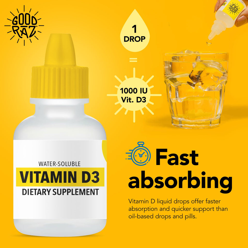 Good Raz - Vitamin D Drops Adult - Water-Soluble Liquid D3 Drops