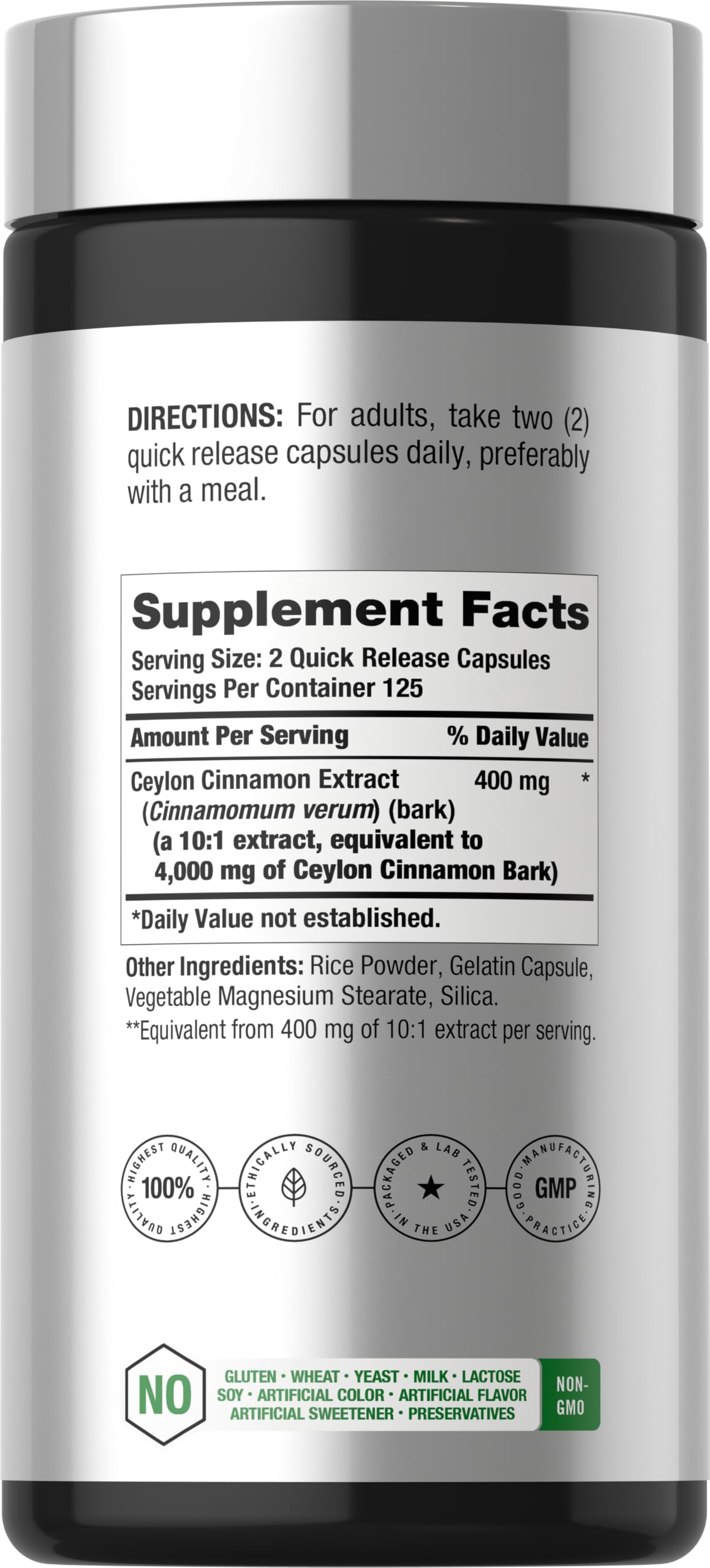 Horbäach Ceylon Cinnamon Capsules - 250 Count - image 2