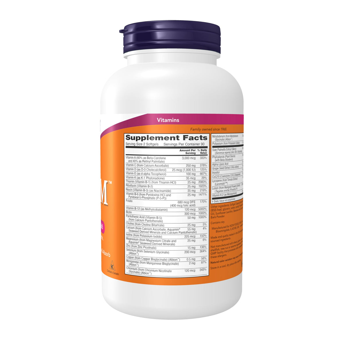 NOW ADAM Men's Multivitamin - 180 Softgels - image 2