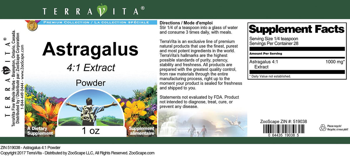 Terravita Astragalus 4:1 Powder (1 oz, ZIN: 519038)
