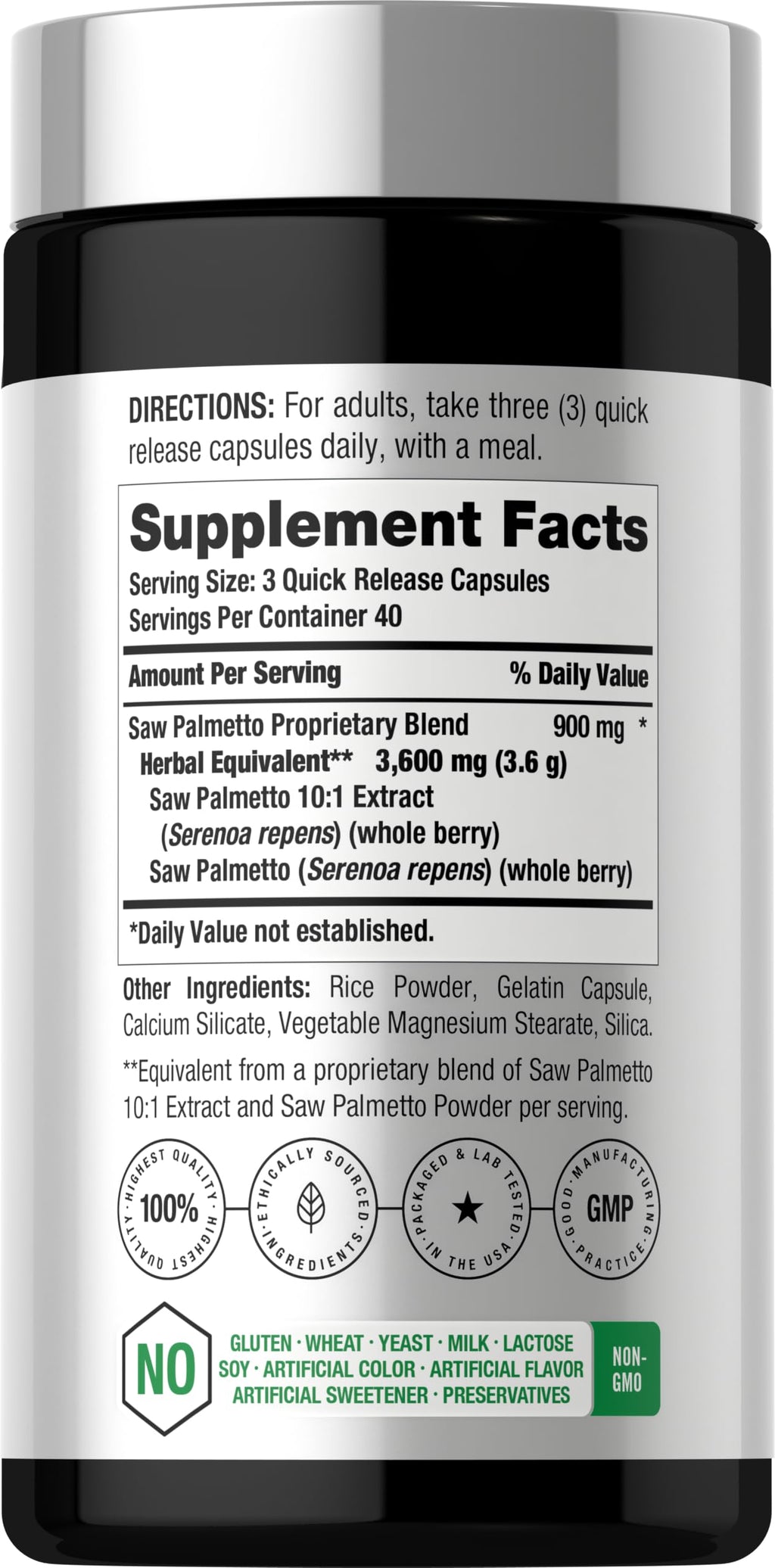 Horbäach Saw Palmetto Extract - 120 Capsules - image 2