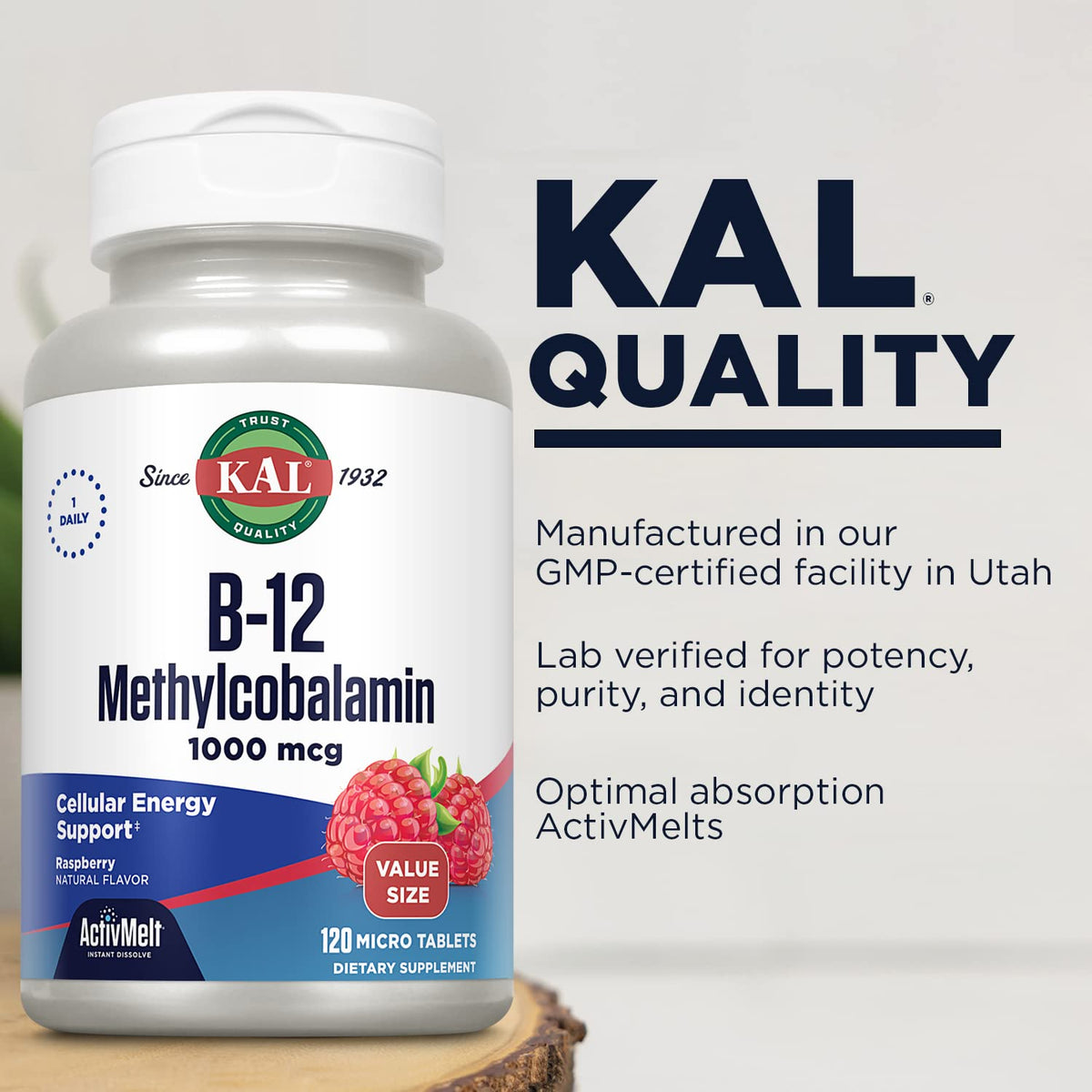 KAL Vitamin B12 Methylcobalamin 1000mcg - 120 Micro Tabs - image 3