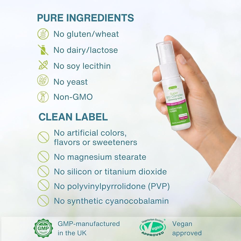 Igennus Super Vitamin B12 Complex 5000mcg Sublingual Spray - 45 Servings - image 5