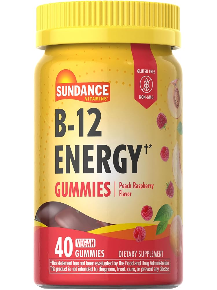 Sundance Vitamins B-12 Energy Gummies Peach Raspberry - 40 Count