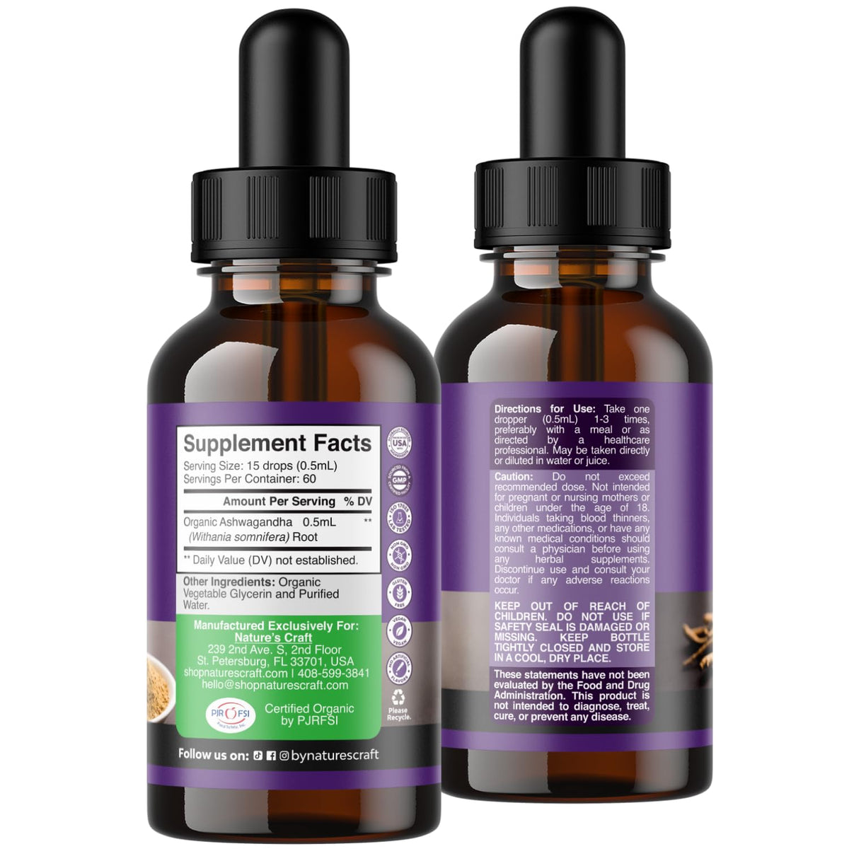 Natures Craft Organic Ashwagandha Liquid Drops Extract - 30ml - image 8